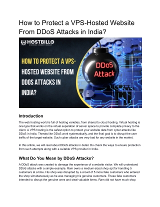 How to protect a VPS hosted website from DDoS attacks in India_