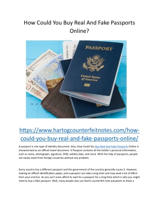 How Could You Buy Real And Fake Passports Online