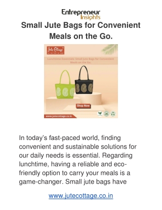 Small Jute Bags for Convenient Meals on the Go.