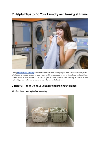 7 Helpful Tips to Do Your Laundry and Ironing at Home - Hello Laundry