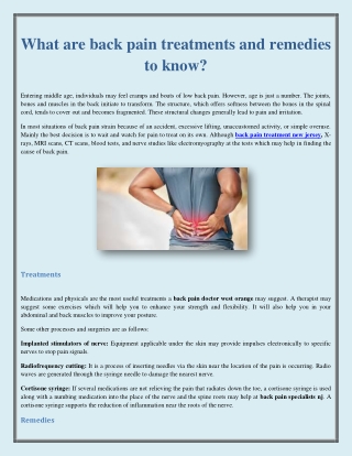 What are back pain treatments and remedies to know?