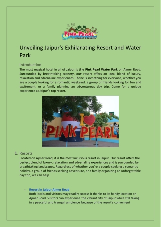 Best Resort and Water Park in Jaipur | Pink Pearl