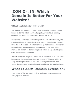 .COM or .IN which is better