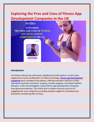 Exploring the Pros and Cons of Fitness App Development Companies in the UK