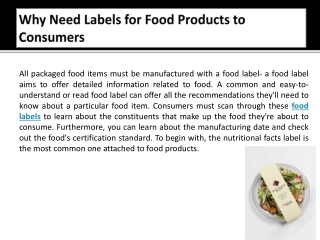 Why Need Labels for Food Products to Consumers