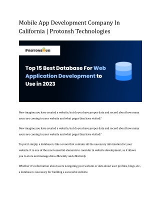 Mobile App Development Company In California | Protonshub Technologies