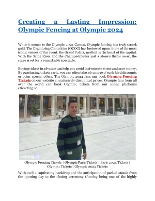 Creating a Lasting Impression Olympic Fencing at Olympic 2024