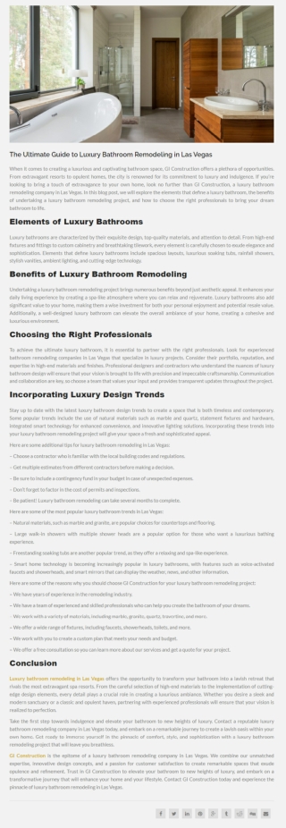 The Ultimate Guide to Luxury Bathroom Remodeling in Las Vegas