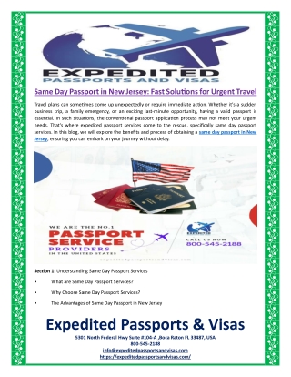 Same Day Passport in New Jersey Fast Solutions for Urgent Travel