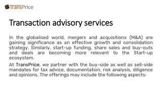 Transaction advisory services