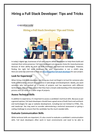 Hiring a Full Stack Developer: Tips and Tricks