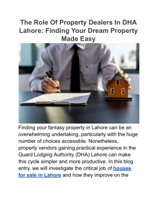 The Role Of Property Dealers In DHA Lahore_ Finding Your Dream Property Made Easy