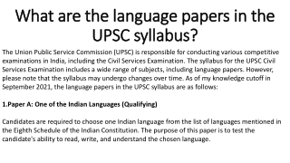 What are the language papers in the UPSC