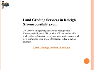 Land Grading Services in Raleigh  Xtremepossibility.com