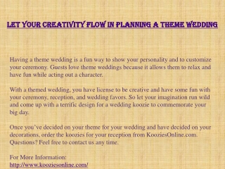 Let Your Creativity Flow in Planning a Theme Wedding