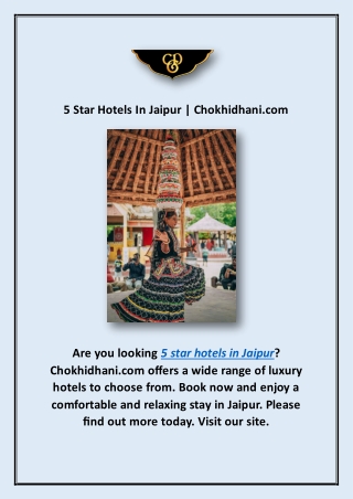 5 Star Hotels In Jaipur | Chokhidhani.com