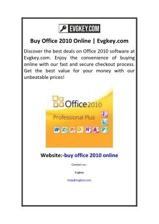 Buy Office 2010 Online Evgkey.com