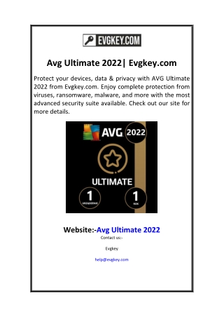 Avg Ultimate 2022 Evgkey.com