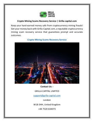 Crypto Mining Scams Recovery Service | Grilla-capital.com