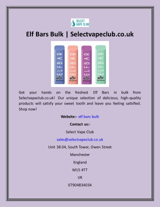 Elf Bars Bulk  Selectvapeclub.co.uk