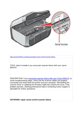 How to handle if you encounter scanner failure with your canon MX310?