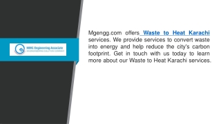 Waste To Heat Karachi  Mgengg.com