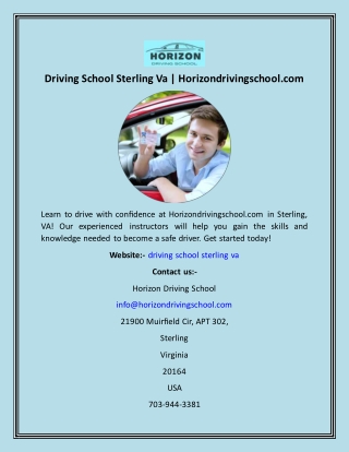 Driving School Sterling Va  Horizondrivingschool