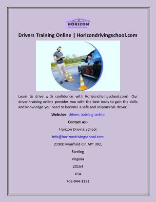 Drivers Training Online  Horizondrivingschool