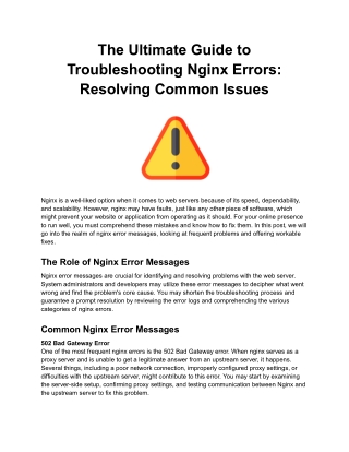 The Ultimate Guide to Troubleshooting Nginx Errors_ Resolving Common Issues