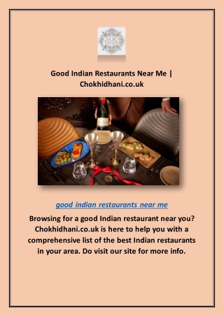 Good Indian Restaurants Near Me | Chokhidhani.co.uk