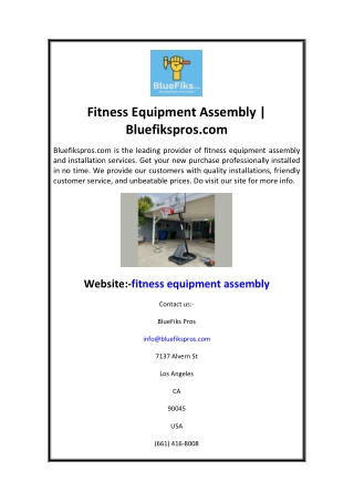 Fitness Equipment Assembly  Bluefikspros.com