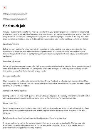find truck job
