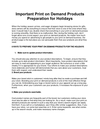 Important Print on Demand Products Preparation for Holidays