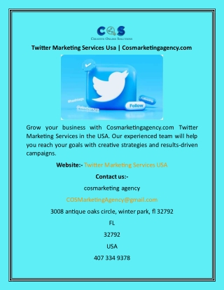 Twitter Marketing Services Usa  Cosmarketingagency