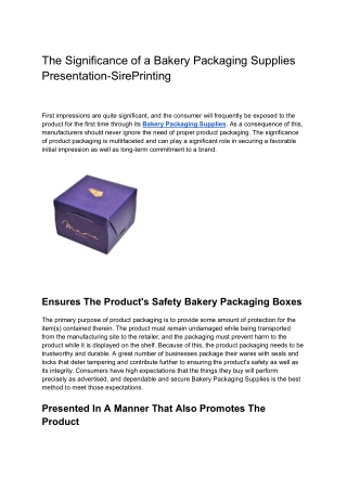 The Significance of a Bakery Packaging Supplies Presentation-SirePrinting