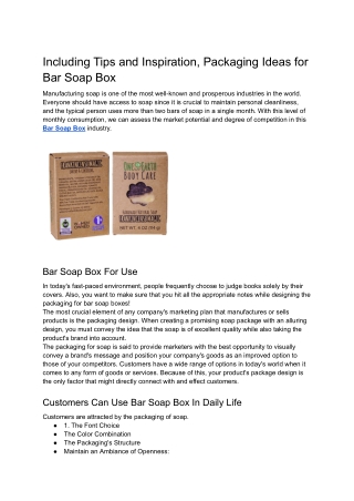 Including Tips and Inspiration, Packaging Ideas for Bar Soap Box
