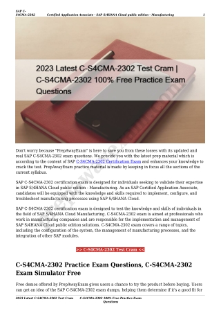 2023 Latest C-S4CMA-2302 Test Cram | C-S4CMA-2302 100% Free Practice Exam Questions