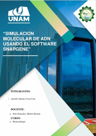 “SIMULACION MOLECULAR DE ADN USANDO EL SOFTWARE SNAPGENE”