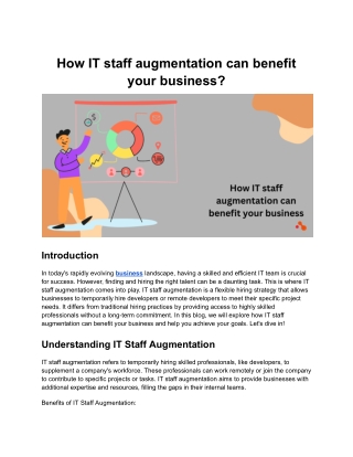How IT staff augmentation can benefit your business?