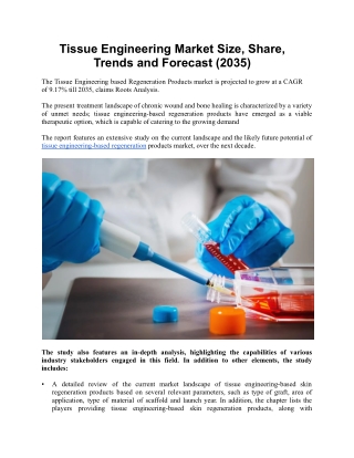 Tissue Engineering Market Size, Share, Trends and Forecast (2035)