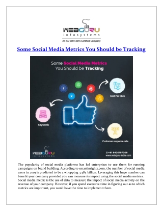 Some Social Media Metrics You Should be Tracking