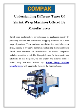 Shrink Wrap Machine Manufacturer Call-9870270440