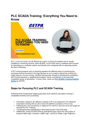 PLC SCADA Training Everything You Need to Know