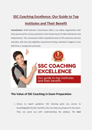 SSC Coaching Excellence: Our Guide To Top Institutes And Their Benefits