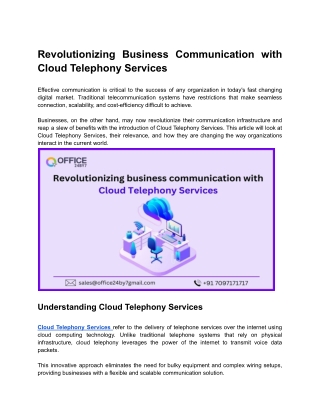 Revolutionizing Business Communication with Cloud Telephony Services
