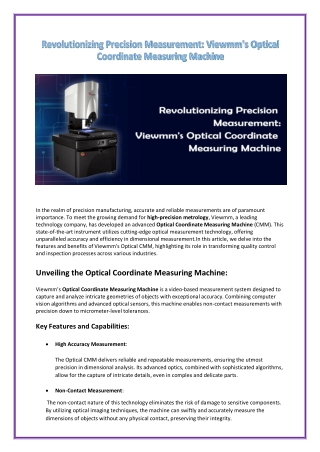 Revolutionizing Precision Measurement Viewmm's Optical Coordinate Measuring Machine (1)