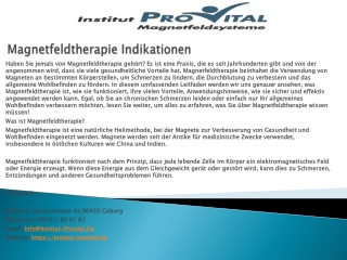 Magnetfeldtherapie Indikationen