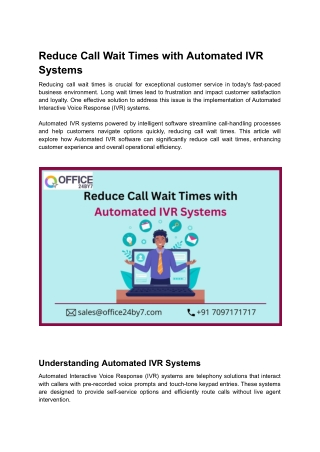 Reduce Call Wait Times with Automated IVR Systems