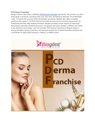 PCD Derma Franchise