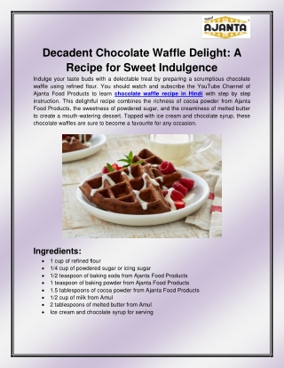 Chocolate waffle recipe in Hindi